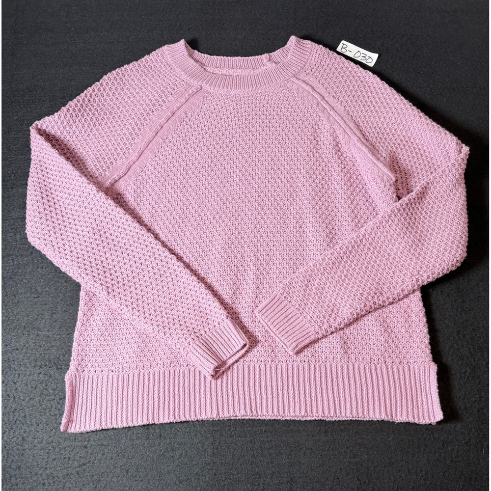 Gap Womens Pink Textured Knit Crewneck Raglan Sweater Medium QLN0253S